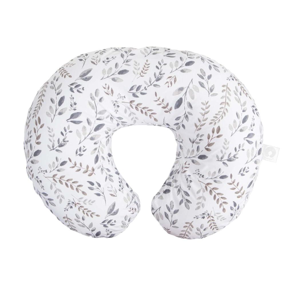imageBoppy Nursing Pillow  Ergonomic Bottle ampamp Breastfeeding Pillow with High Firm Large Area WaterRepellent Cushion with Washable Cover Baby Safety Alliance Verified  Oatmeal BoucleGray Taupe Leaves