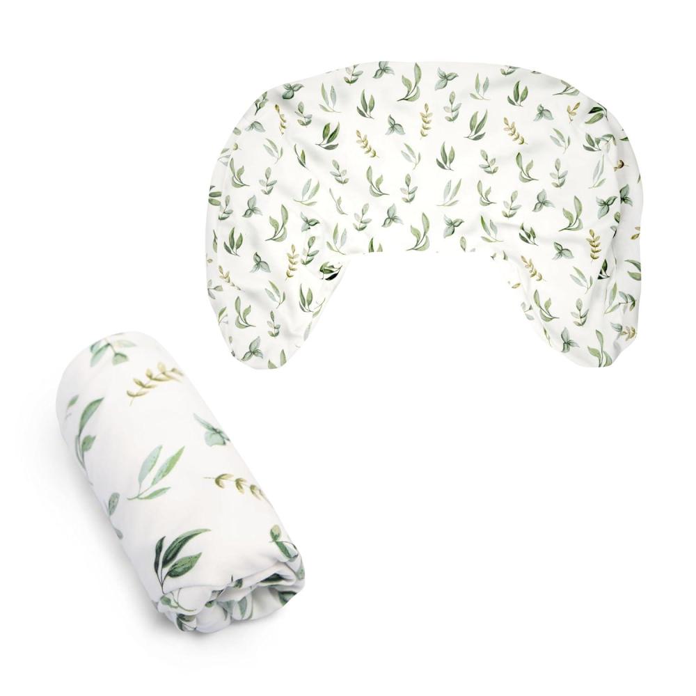 imageBoppy Nursing Pillow Cover Colorful Wildlife Cotton Blend Fits The Original Support for Breastfeeding Bottle Feeding and Bonding Cover Only Sold SeparatelyOrganic  Green Leaves