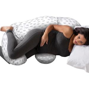 Boppy Full Body Side Sleeper Pregnancy Pillow – Full-Body Maternity Pillow with Stability Panel & Side Sleeper Pillow Support, Washable with Cooling Cover – Gray and White Mirage(Gray and White Mirage)
