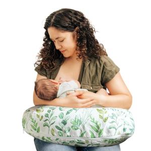 Boppy Nursing Pillow – Ergonomic Bottle & Breastfeeding Pillow with High, Firm, Large Area, Water-Repellent Cushion with Washable Cover; Baby Safety Alliance Verified – Oatmeal Boucle(Green Sage Leaf)