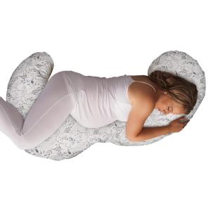 Boppy Total Body Pregnancy Pillow, Gray Scattered Leaves, Supportive Pregnancy Body Pillow for Versatile Full Body Use, Contoured Shape at All Stages(Gray Scattered Leaves)