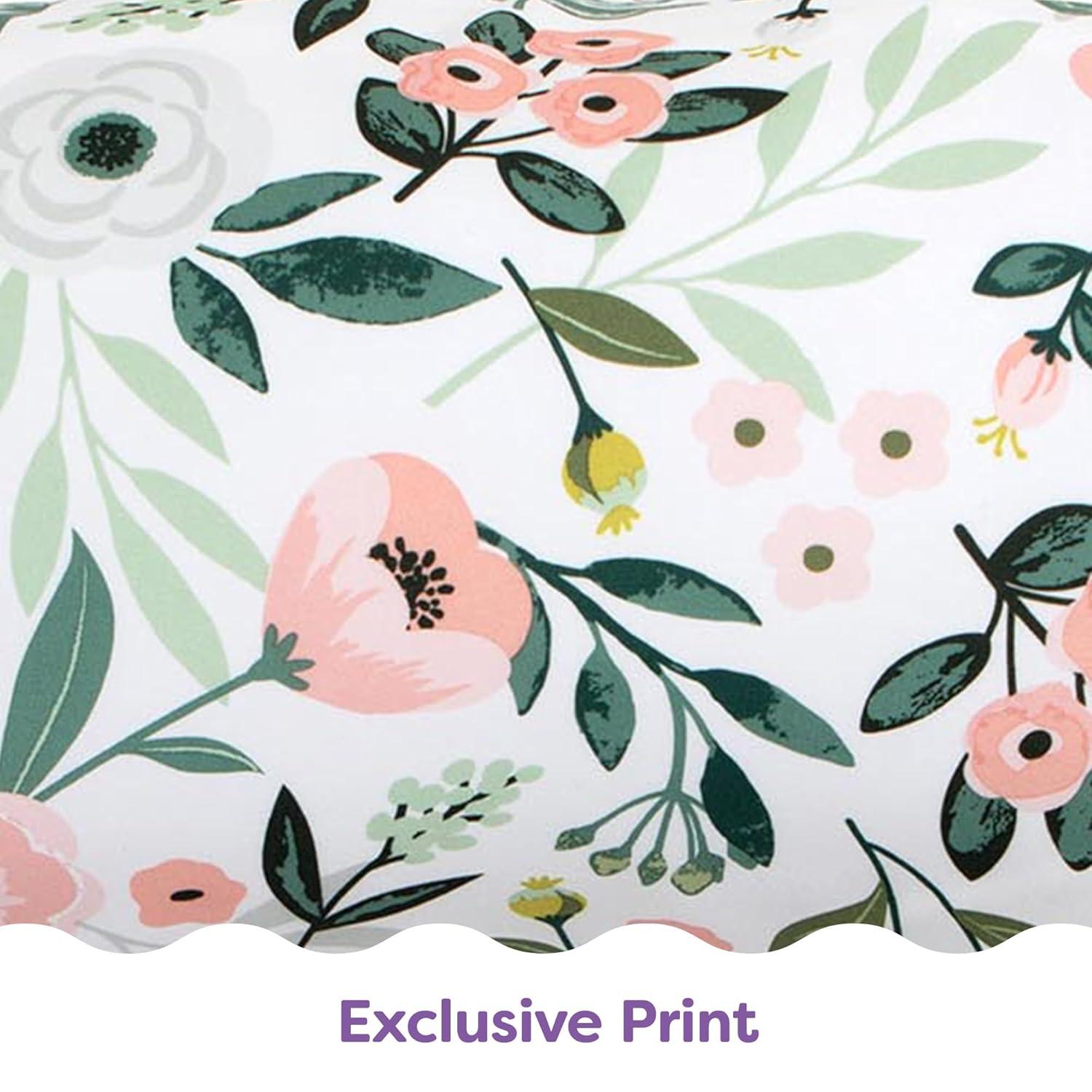 imageBoppy Nursing Pillow Ergonomic Bottle ampamp Breastfeeding Pillow with High Firm Large Area WaterRepellent Cushion with Washable Cover Baby Safety Alliance Verified Quilted MossPink Garden Flowers