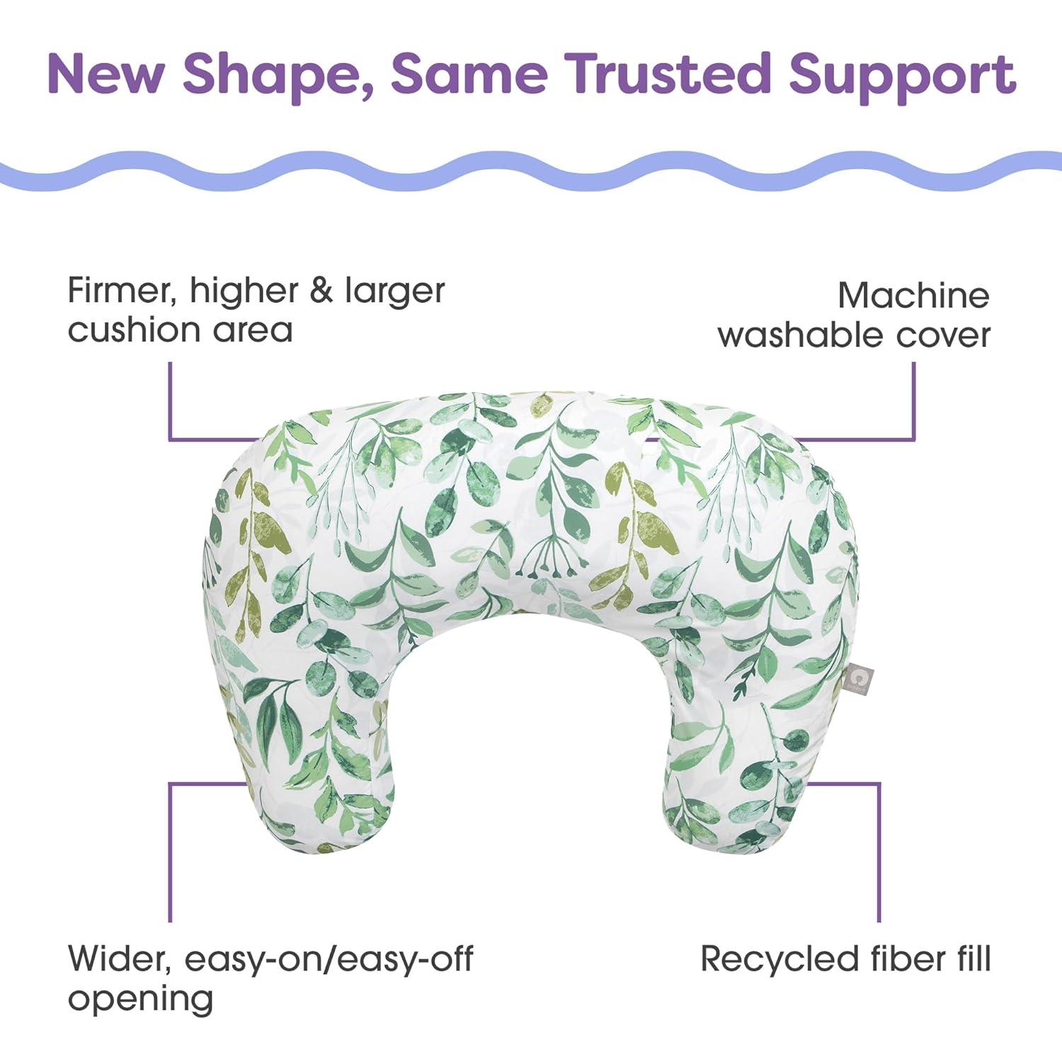 imageBoppy Nursing Pillow Ergonomic Bottle ampamp Breastfeeding Pillow with High Firm Large Area WaterRepellent Cushion with Washable Cover Baby Safety Alliance Verified Quilted MossGreen Sage Leaf