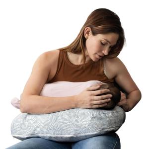 Boppy Nursing Pillow – Ergonomic Bottle & Breastfeeding Pillow with High, Firm, Large Area, Water-Repellent Cushion with Washable Cover; Baby Safety Alliance Verified – Quilted Moss(Blue Speckled Current)
