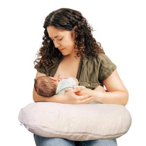 Boppy Nursing Pillow – Ergonomic Bottle & Breastfeeding Pillow with High, Firm, Large Area, Water-Repellent Cushion with Washable Cover; Baby Safety Alliance Verified – Quilted Moss(Luxe – Oatmeal Boucle)