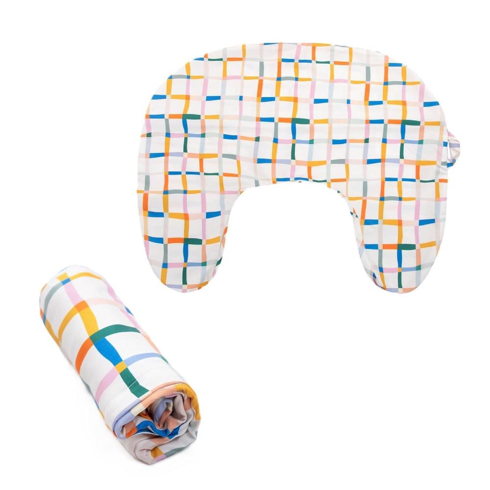 imageBoppy Nursing Pillow Cover Rainbow Groovy Plaid Single Cover EasyOn Slipcover with Extra Soft 100 Polyester Microfiber Fabric for The Redesigned Nursing Pillow