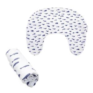 Boppy Nursing Pillow Cover, Neutral Navy Fish, Single Cover, Easy-On Slipcover with Extra Soft 100% Polyester Microfiber Fabric for The Redesigned Nursing Pillow